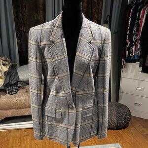 Pendleton Gray and Tan Plaid Blazer